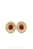 Gold Finished Rubby Kundan Studs By PTJ