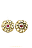 Gold Finished Rubby Kundan Studs By PTJ