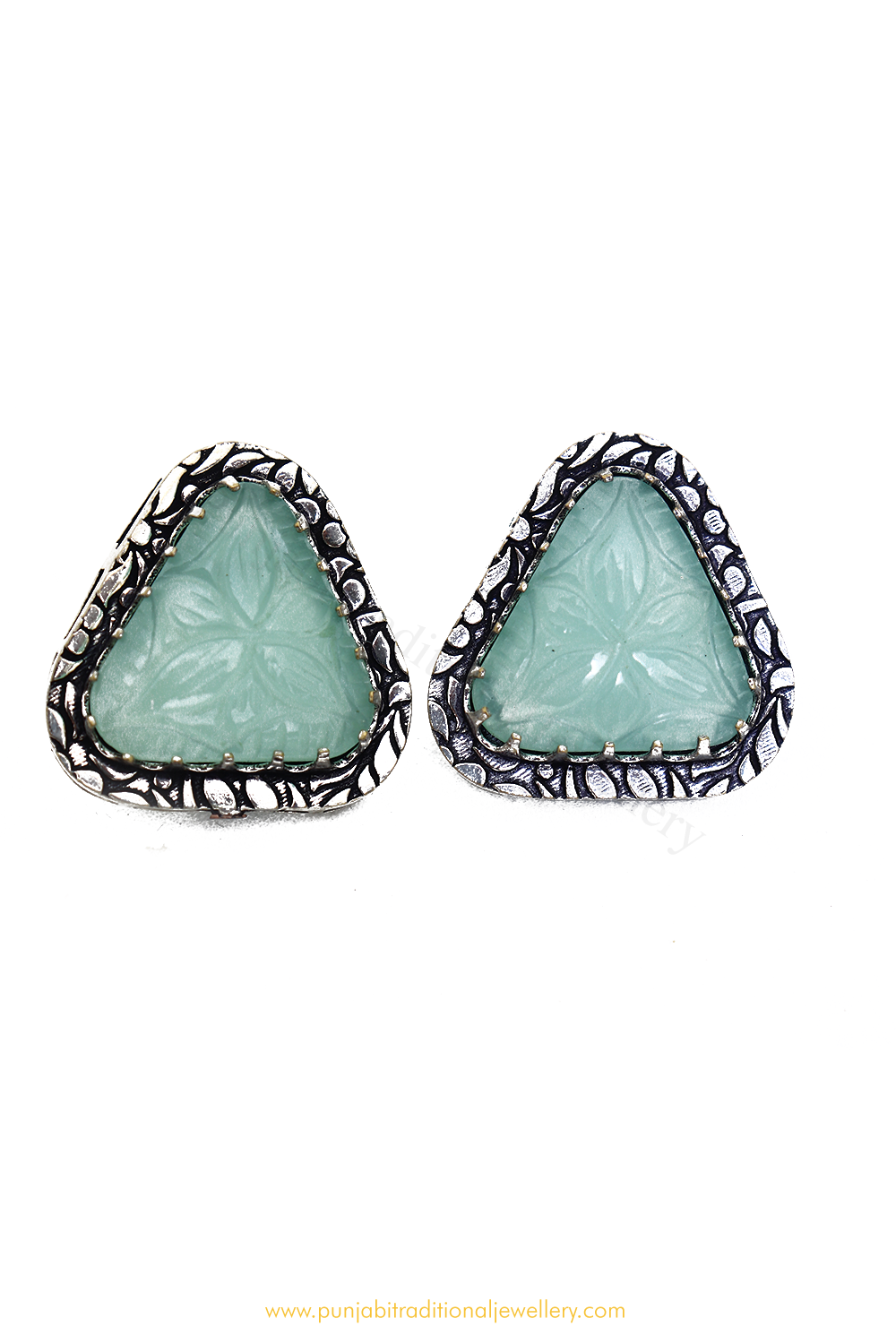Oxidised Firoza Studs By PTJ