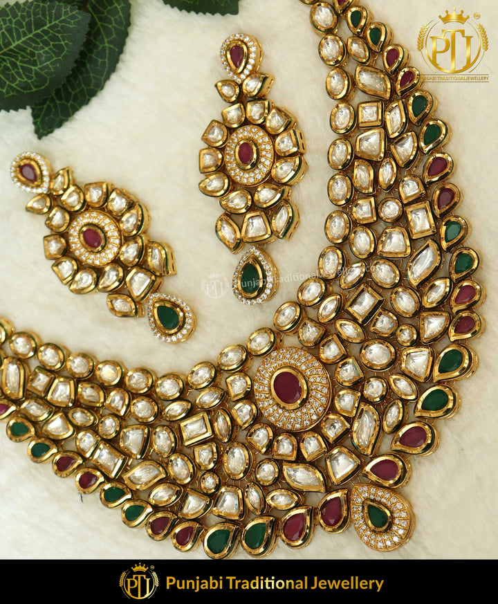 Rubby Panna Kundan Necklace Set | Punjabi Traditional Jewellery Exclusive