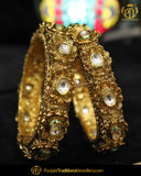Antique Gold Finished Kundan Gokhdu bangles Openable Bangles (Pair) | Punjabi Traditional Jewellery Exclusive
