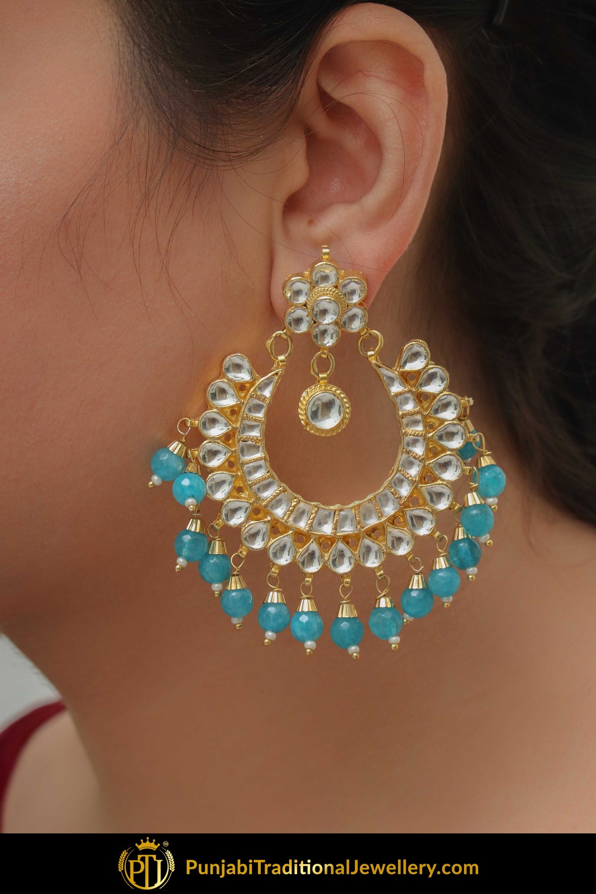 Amreen Firozi Kundan Earring Tikka Set | Punjabi Traditional Jewellery Exclusive