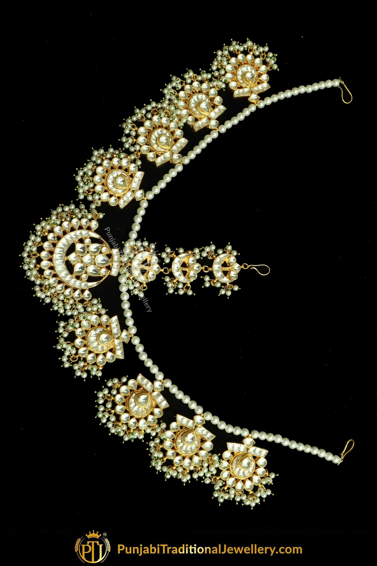Gold Finished Kundan Pearl Matha Patti | Punjabi Traditional Jewellery Exclusive