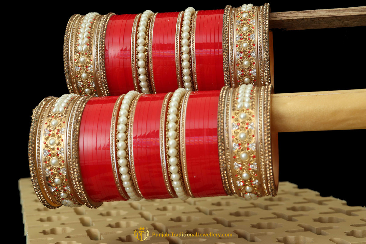 Red Wedding Bridal Chura By Punjabi Traditional Jewellery