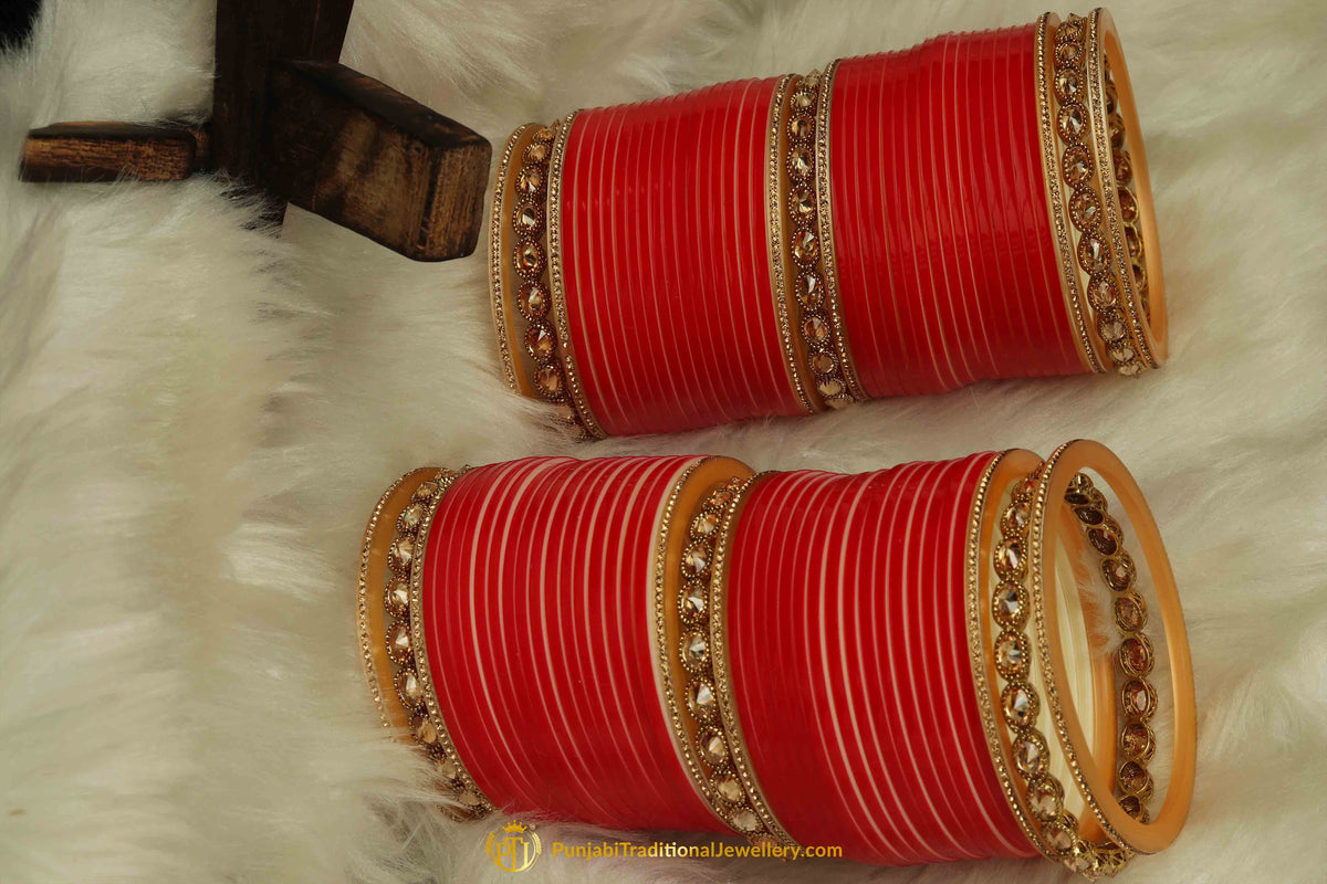 Red Color Wedding Bridal Chura By Punjabi Traditional Jewellery