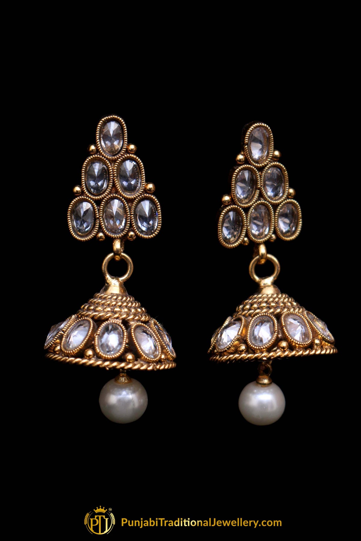 Shabhana Golden Pearl Polki Choker Necklace Set By Punjabi Traditional Jewellery