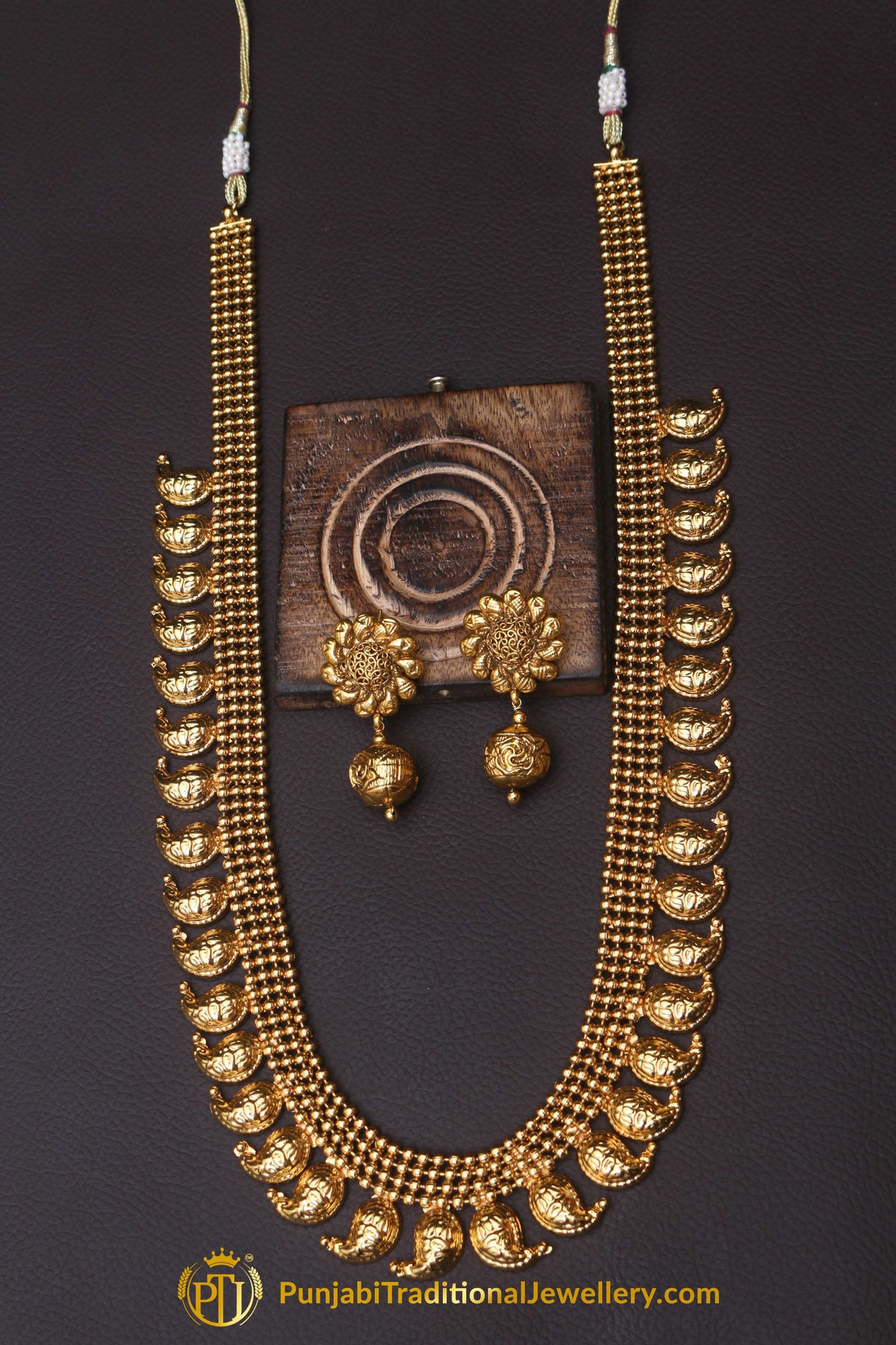 Golden Antique Gold Necklace Set By Punjabi Traditional Jewellery