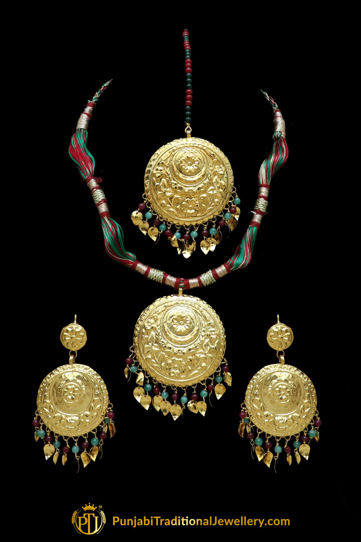 Ilmeeyat Pippal Patti Daakh Necklace, Tikka & Earrings | Punjabi Giddha Jewellery | Punjabi Traditional Jewellery Exclusive
