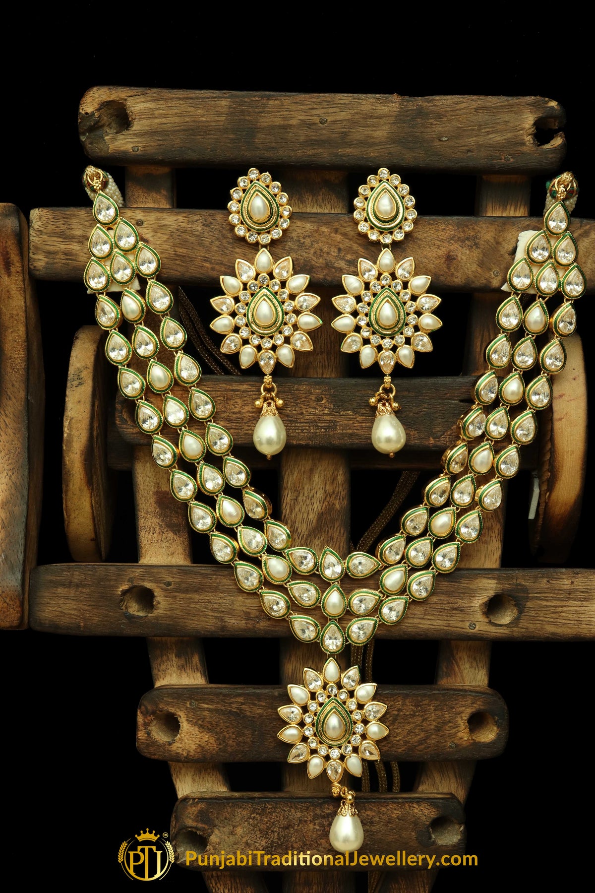 Polki Pearl Necklace Set By Punjabi Traditional Jewellery
