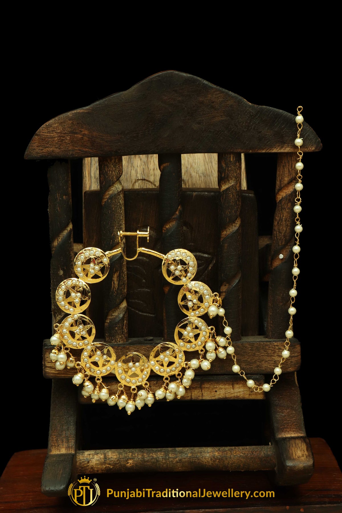 Jadau Pearl Nath By Punjabi Traditional Jewellery