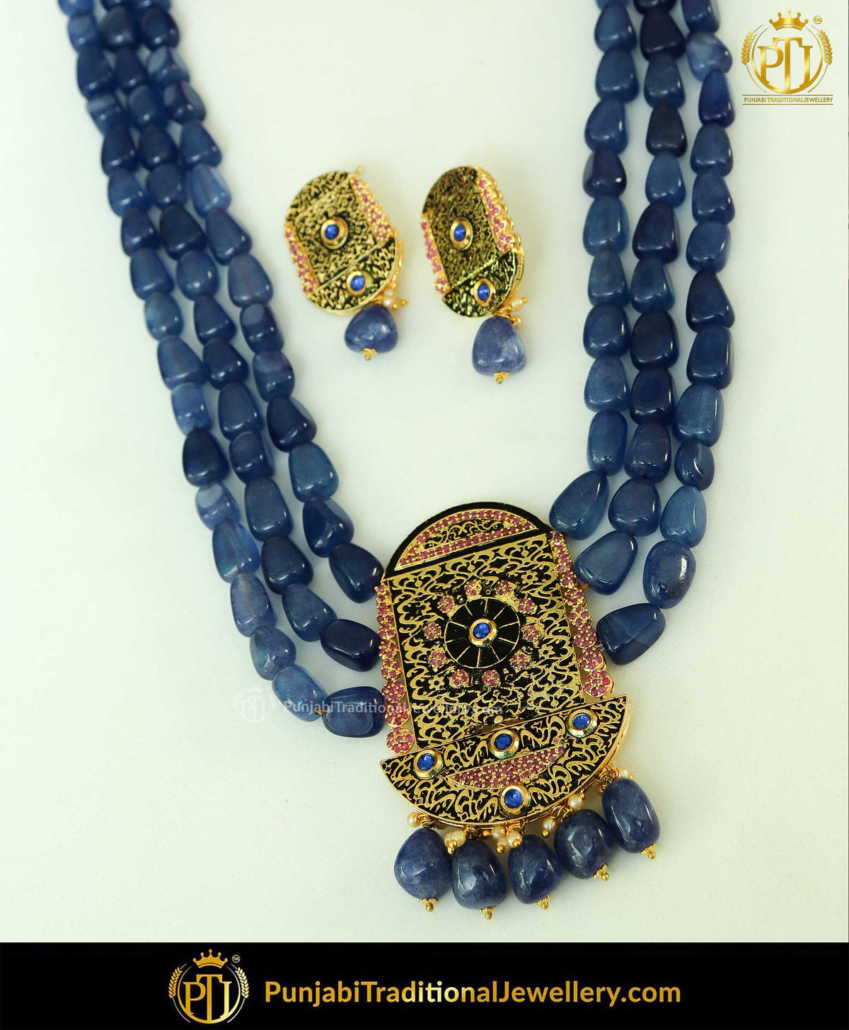 Antique Gold Mugal Montana Kundan Mala Necklace Set | Punjabi Traditional Jewellery Exclusive