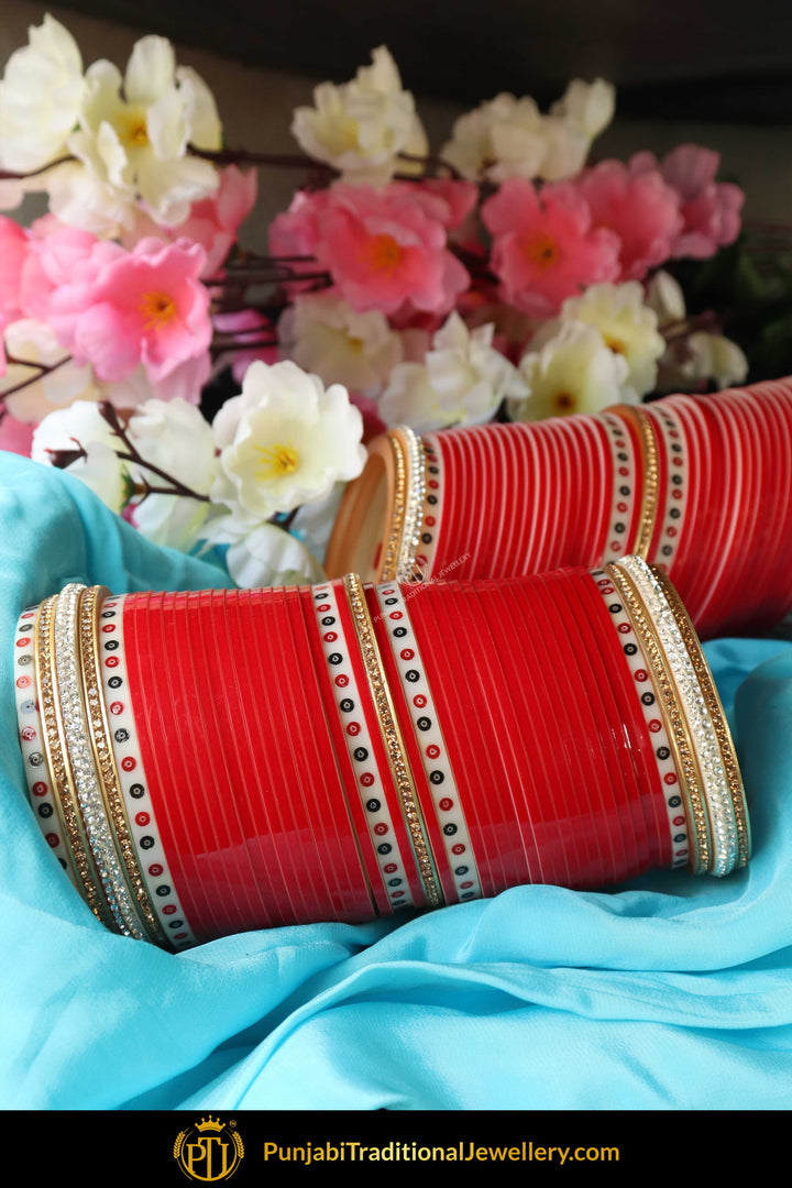 Dotted Red Bridal Chura | Punjabi Traditional Jewellery Exclusive