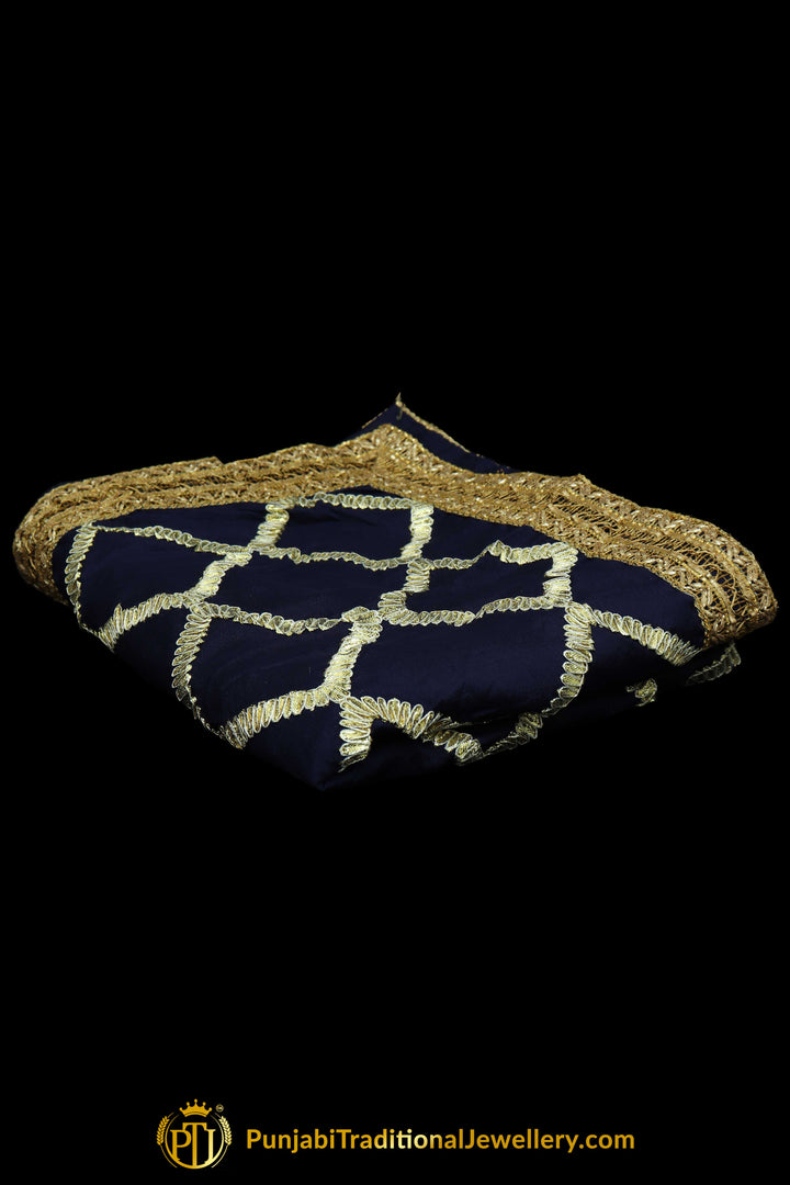 Blue Color Pure Phulkari Dupatta By Punjabi Traditional Jewellery