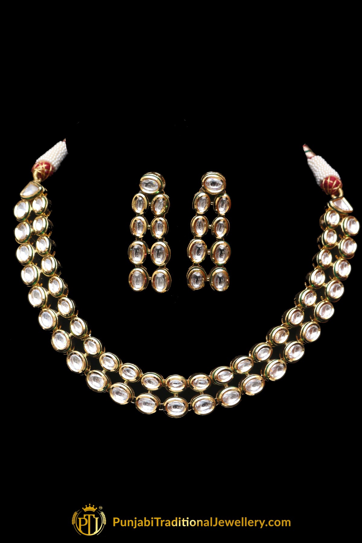 Double Stringed Kundan Necklace Set By Punjabi Traditional Jewellery