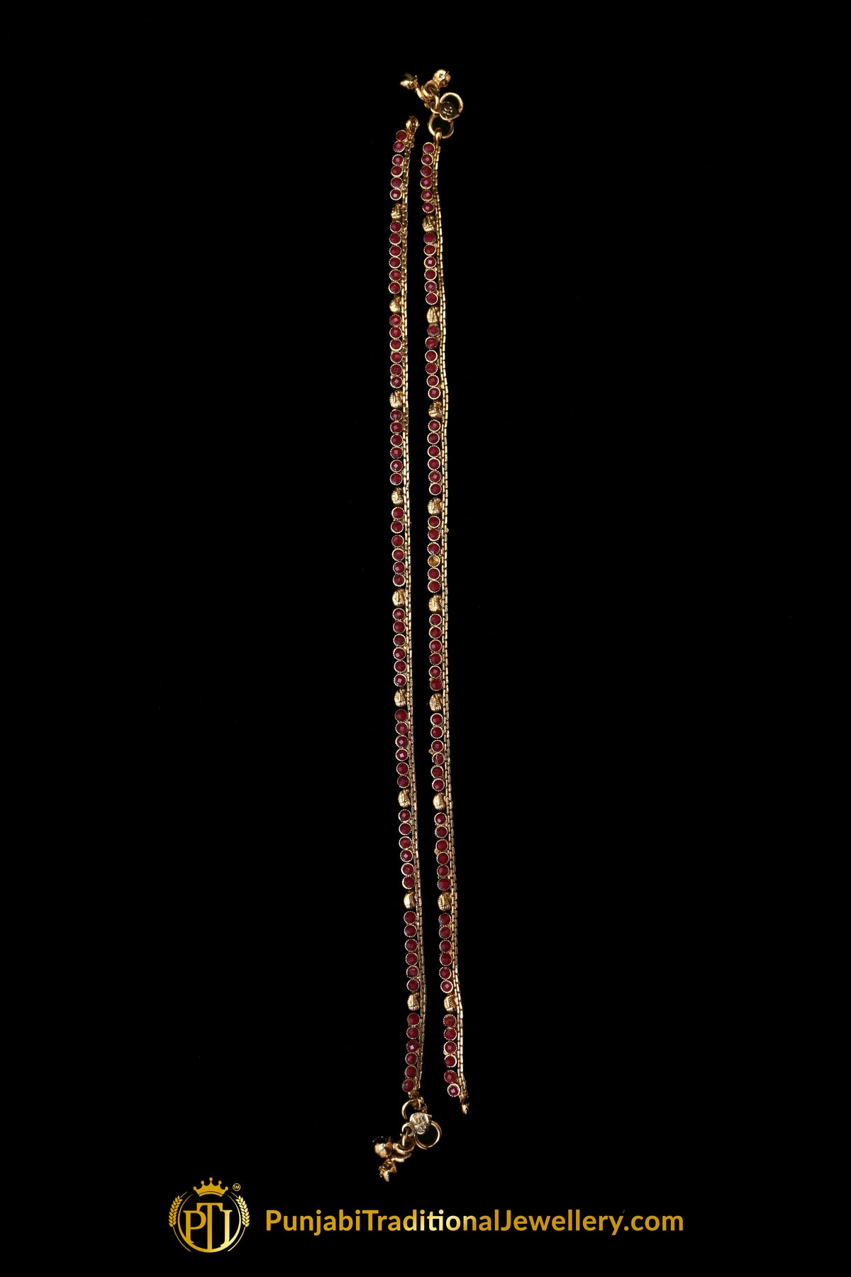 Maroon Polki Payal By Punjabi Traditional Jewellery