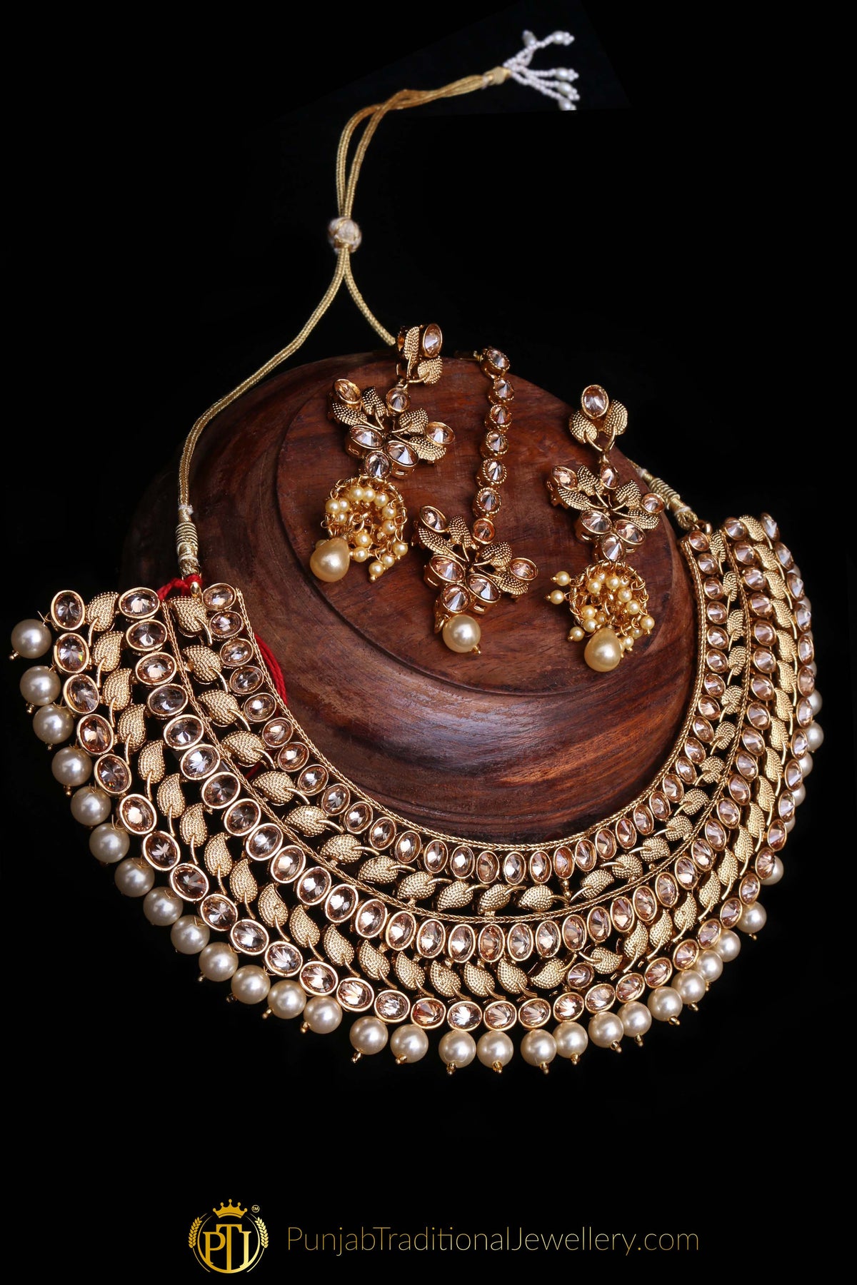 Choker Antique Gold Necklace Set By Punjabi Traditional Jewellery