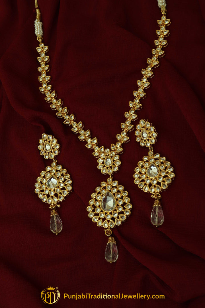Silver Polki Necklace Set By Punjabi Traditional Jewellery