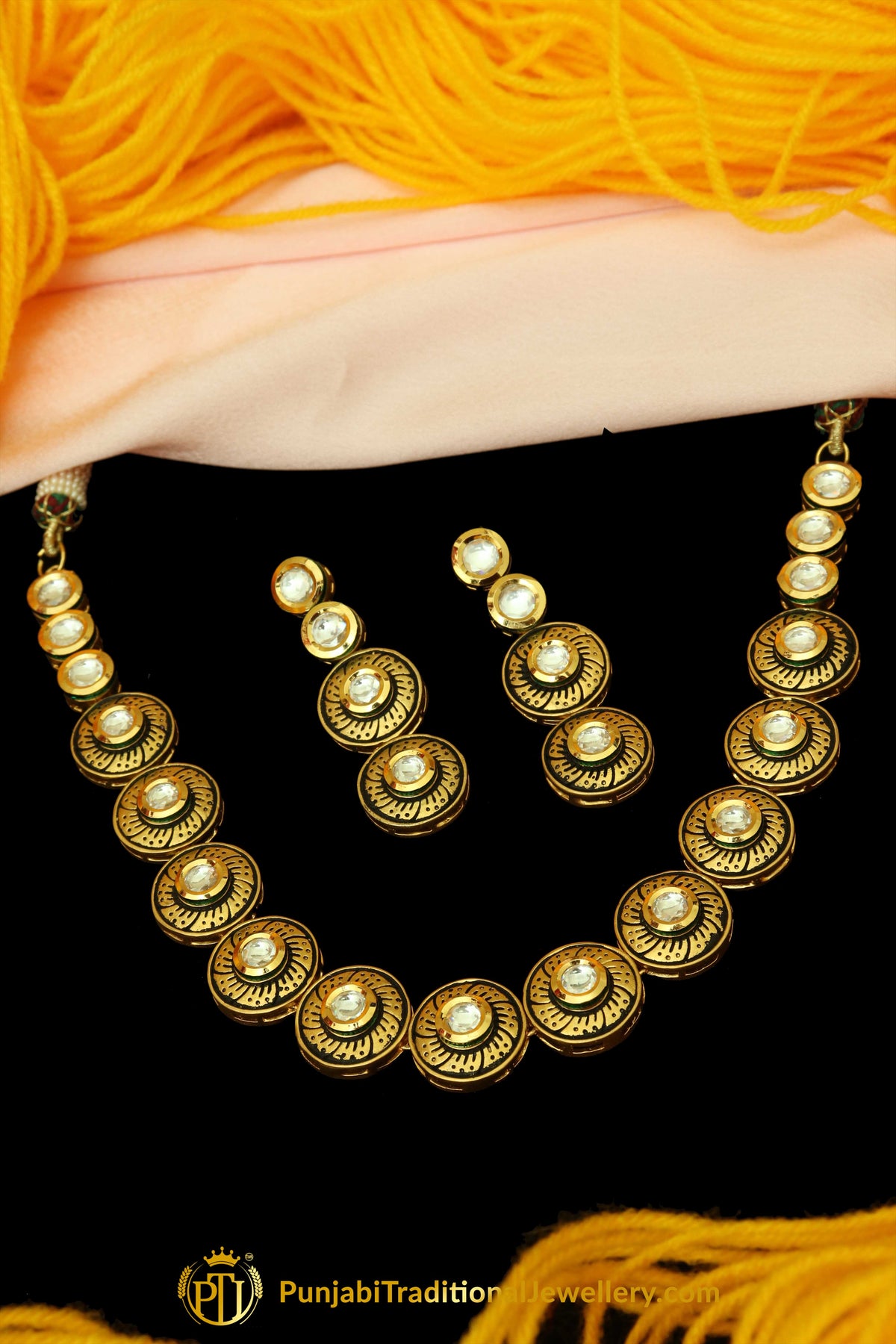 Kundan Mala Necklace Set By Punjabi Traditional Jewellery