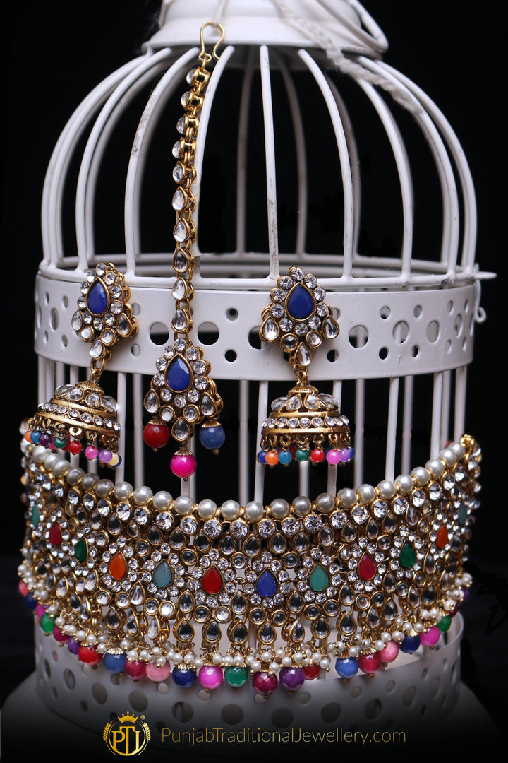 Multi Pearl Kundan Necklace Set By Punjabi Traditional Jewellery