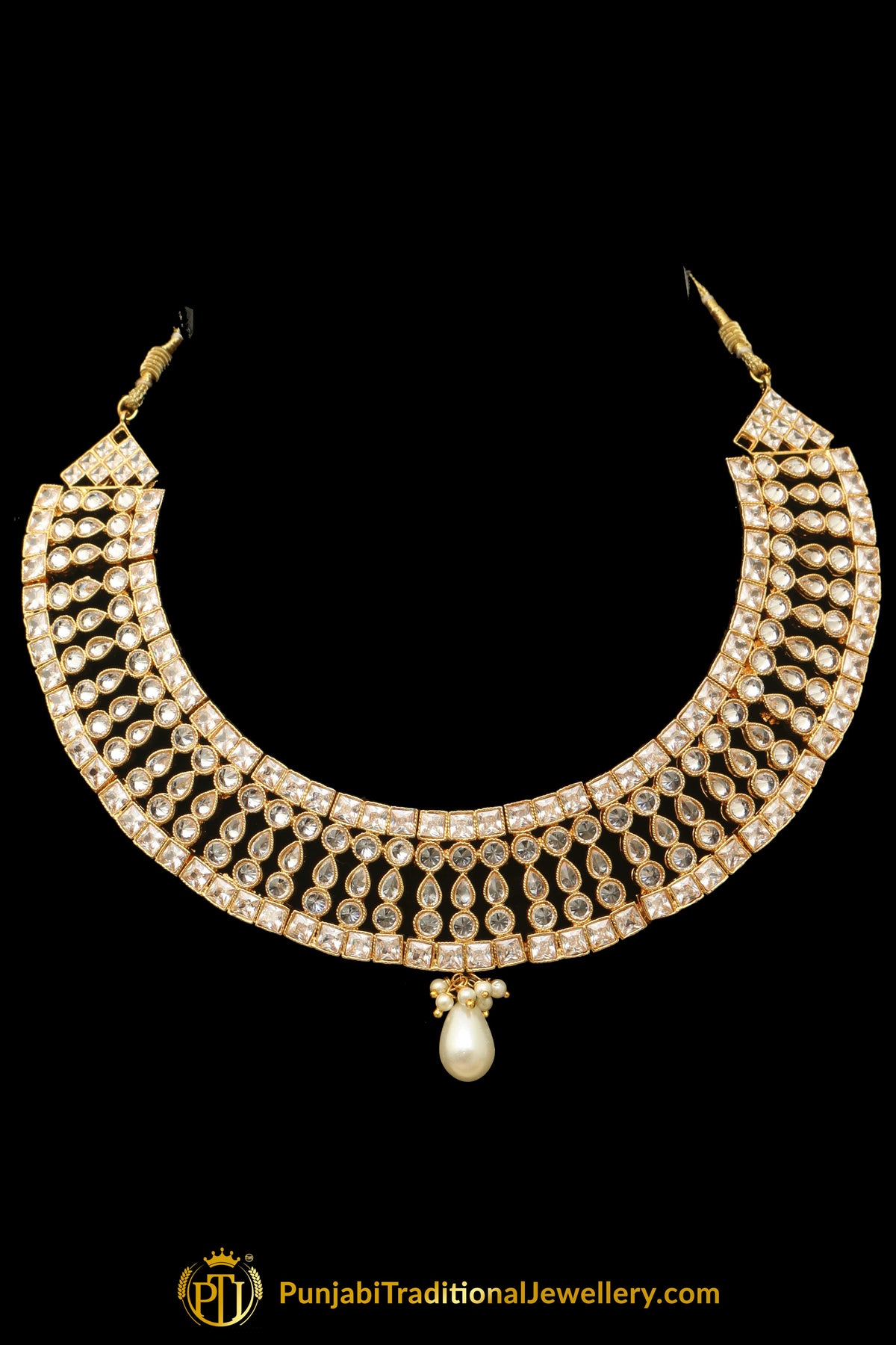 Polki Pearl Necklace Set By Punjabi Taditional Jewellery