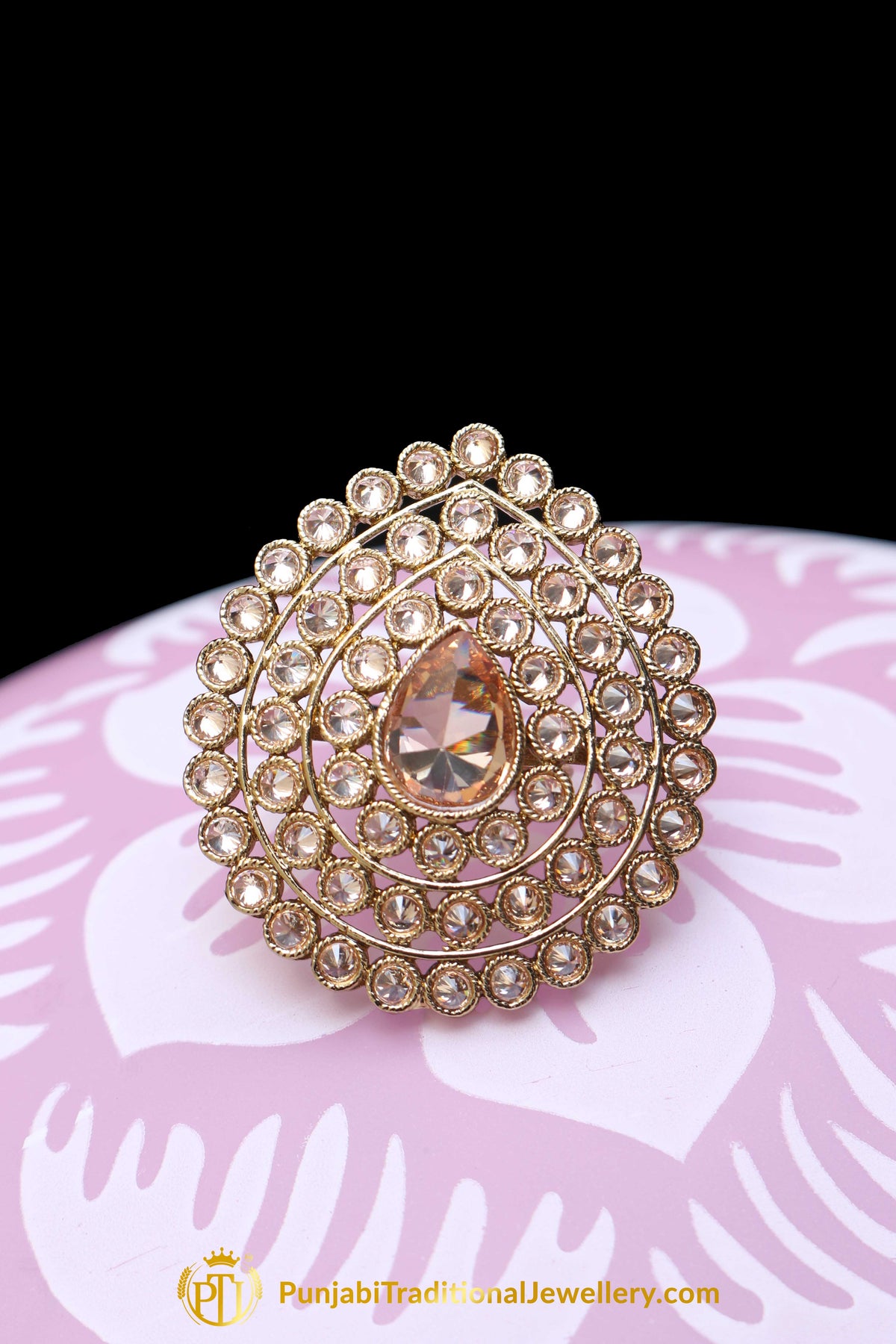 Gold Plated Champagne Ring By Punjabi Traditional Jewellery