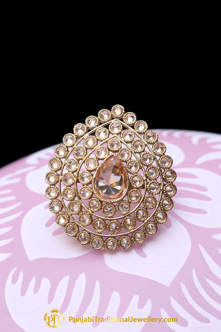 Gold Plated Champagne Ring By Punjabi Traditional Jewellery