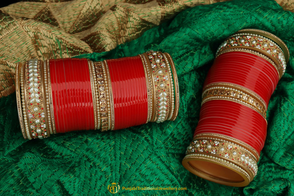 Red Wedding Bridal Chura By Punjabi Traditional Jewellery