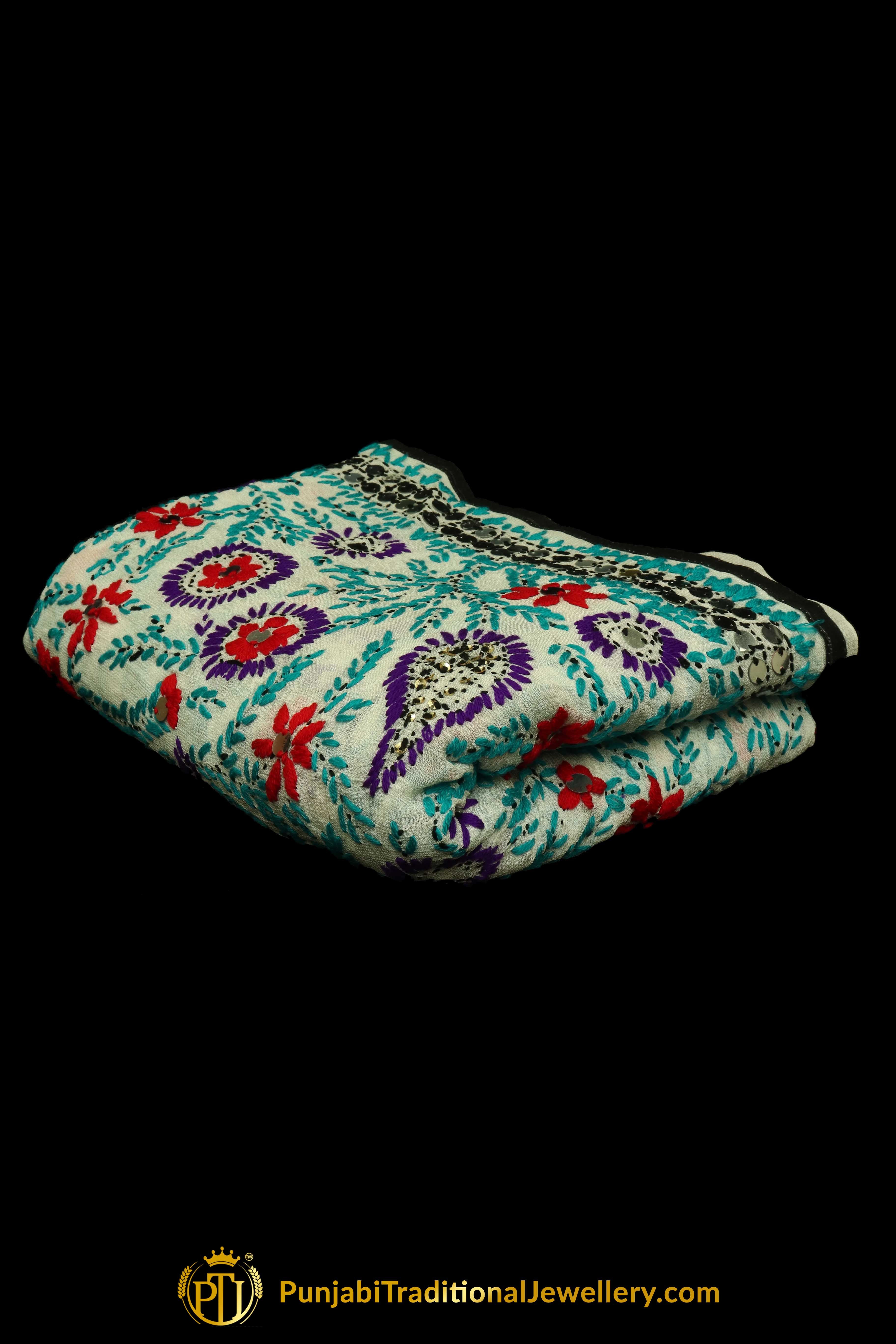 Multi Color Pure Phulkari Dupatta By Punjabi Traditional Jewellery