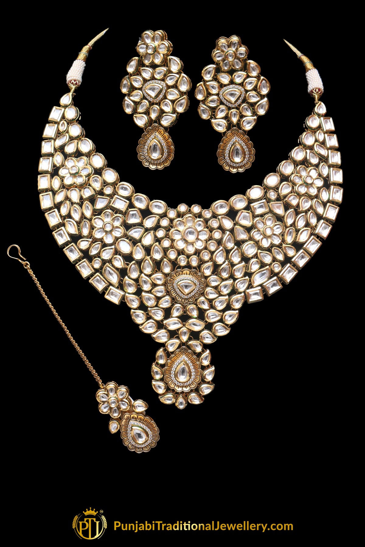 Gold Plated With Kundan Necklace Set By Punjabi Traditional Jewellery