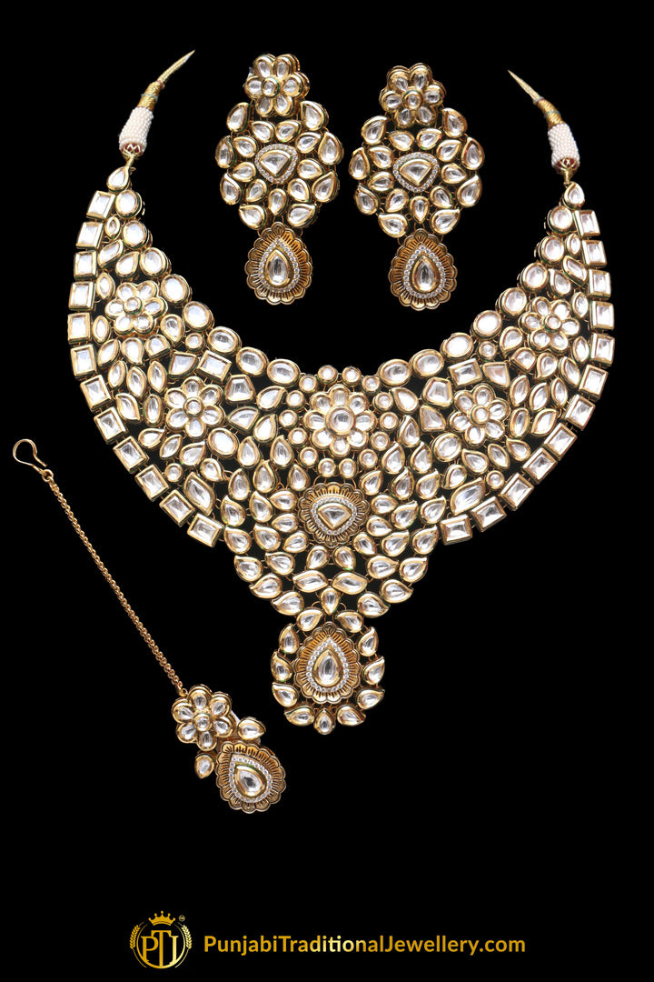 Gold Plated With Kundan Necklace Set By Punjabi Traditional Jewellery