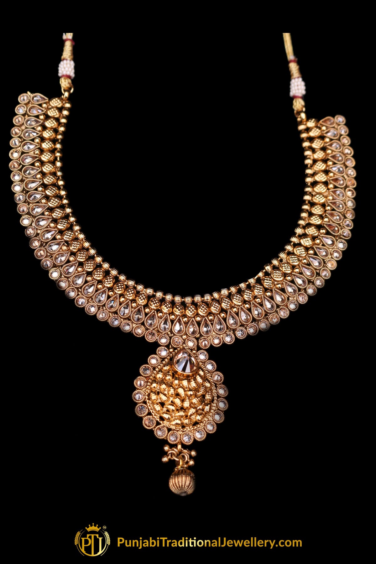 Champagne Stone Necklace Set By Punjabi Traditional Jewellery