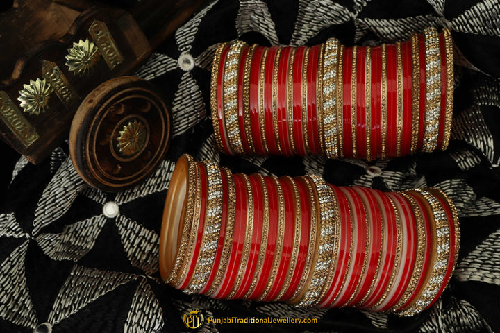 Red Wedding Bridal Chura By Punjabi Traditional Jewellery