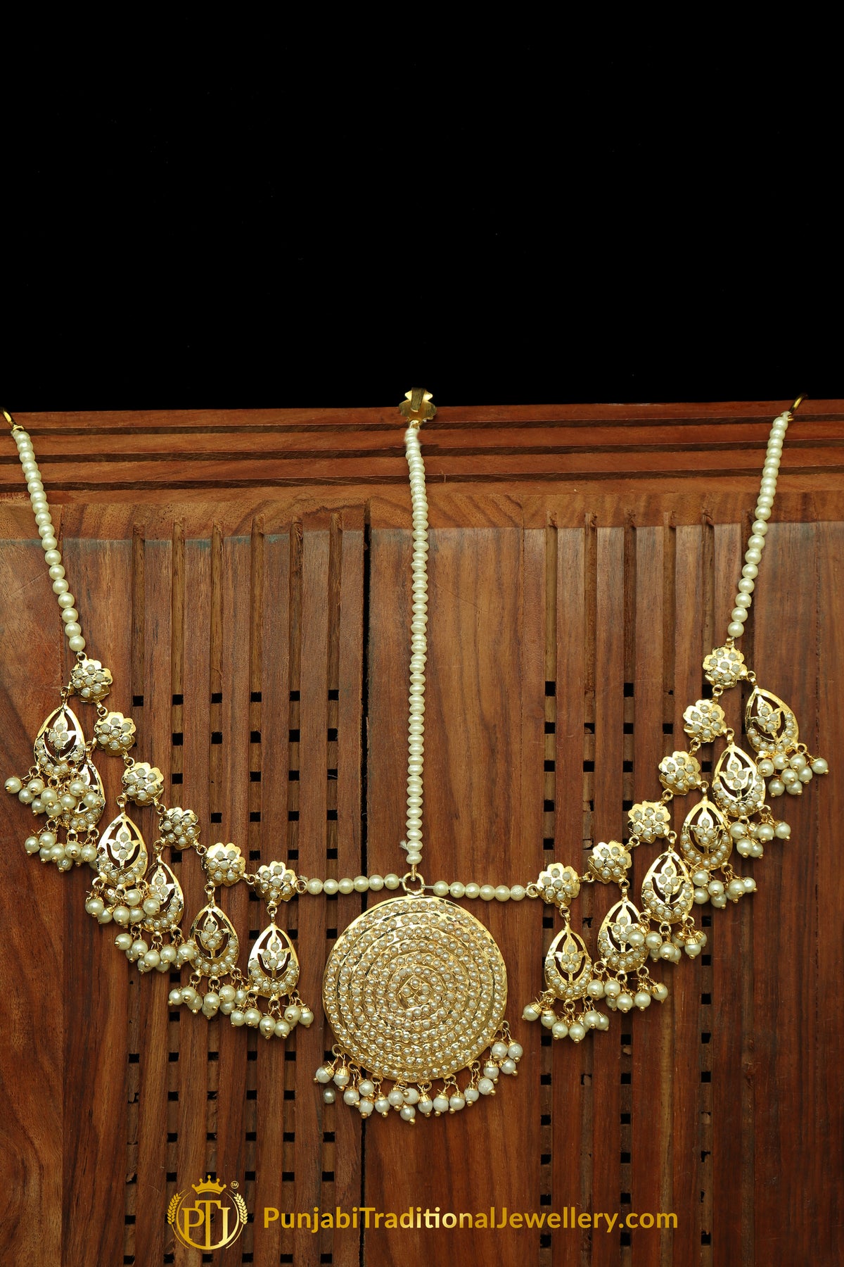 Golden White Matha Patti By Punjabi Traditional Jewellery