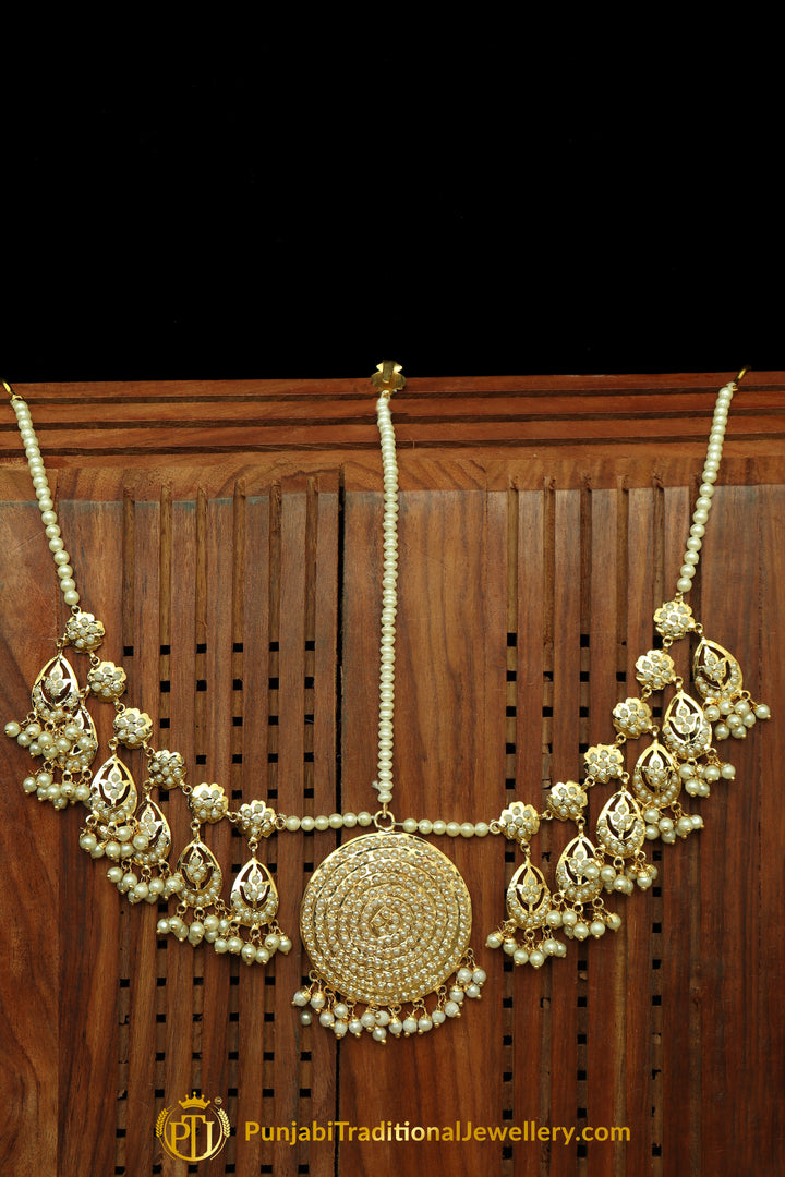Golden White Matha Patti By Punjabi Traditional Jewellery