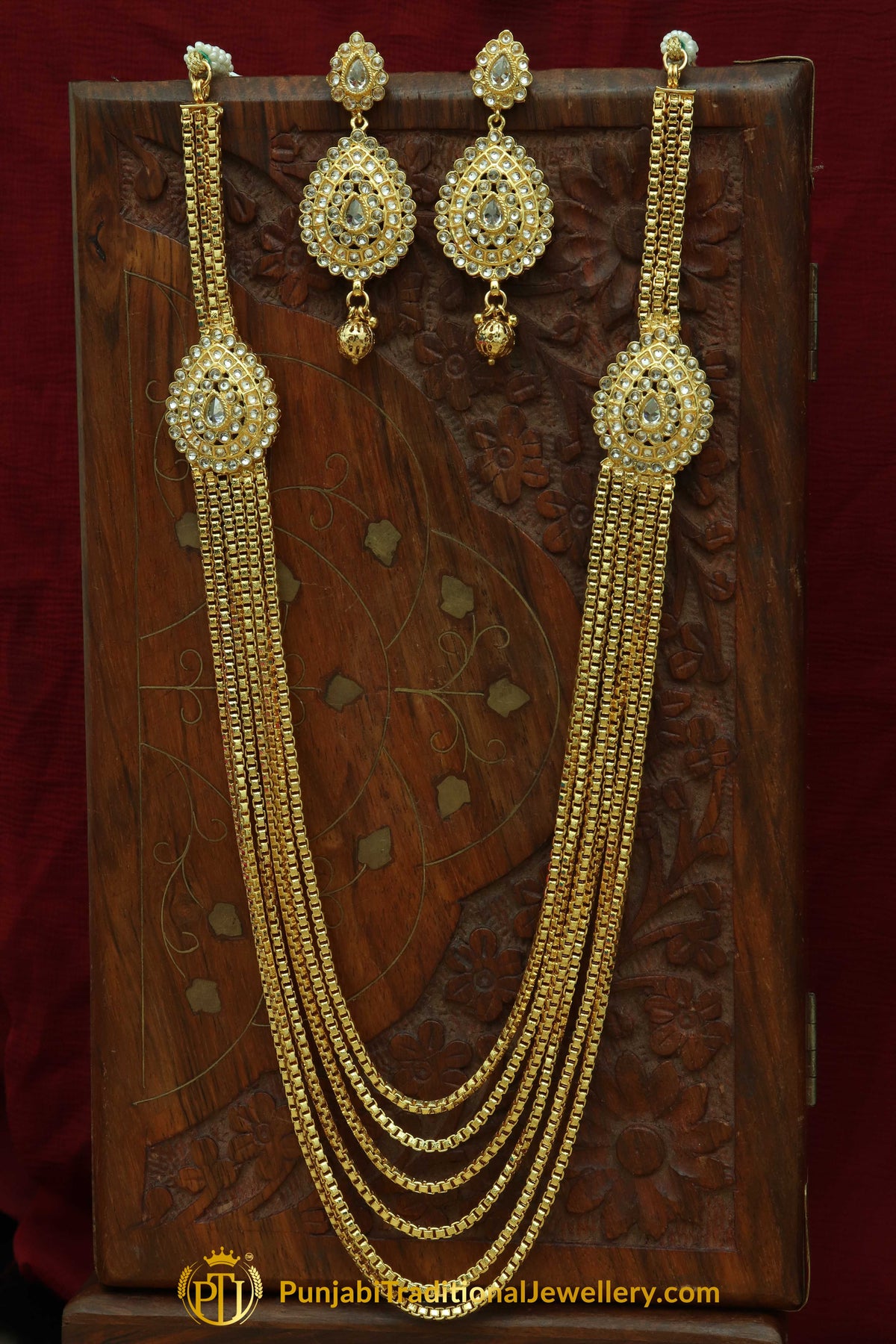 Gold Plated Polki Necklace Set By Punjabi Traditional Jewellery
