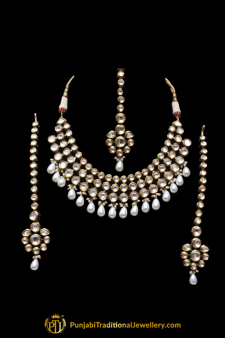 Pearl With Kundan Necklace Set With Sahare Earrings By Punjabi Traditional Jewellery