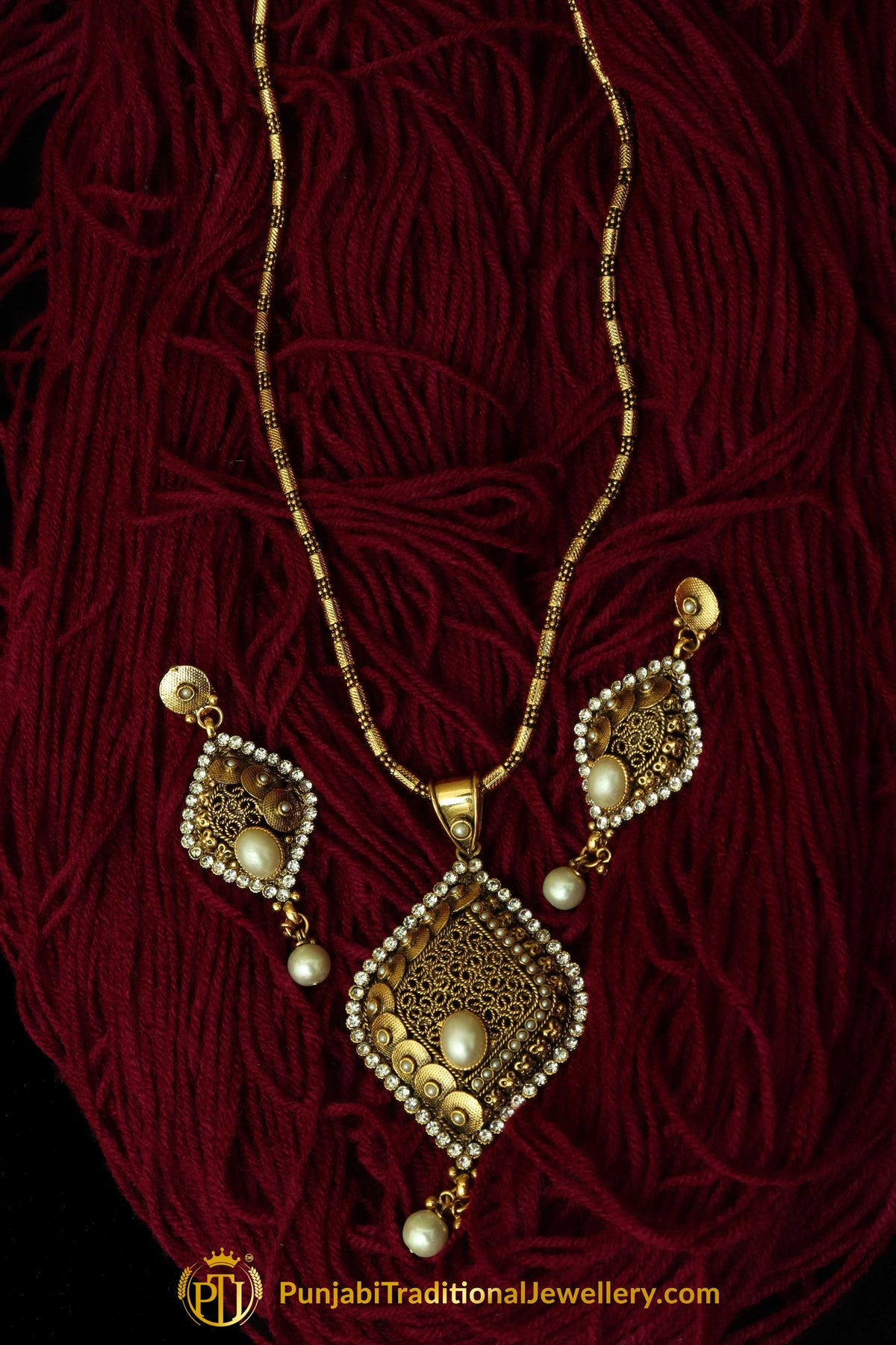 Gold Plated Jodha Mala Necklace Set By Punjabi Traditional Jewellery