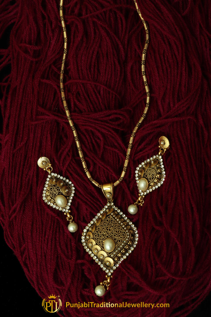 Gold Plated Jodha Mala Necklace Set By Punjabi Traditional Jewellery