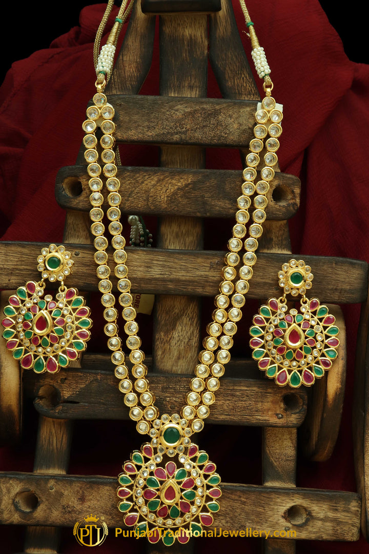 Rubby Panna Polki Necklace Set By Punjabi Traditional Jewellery