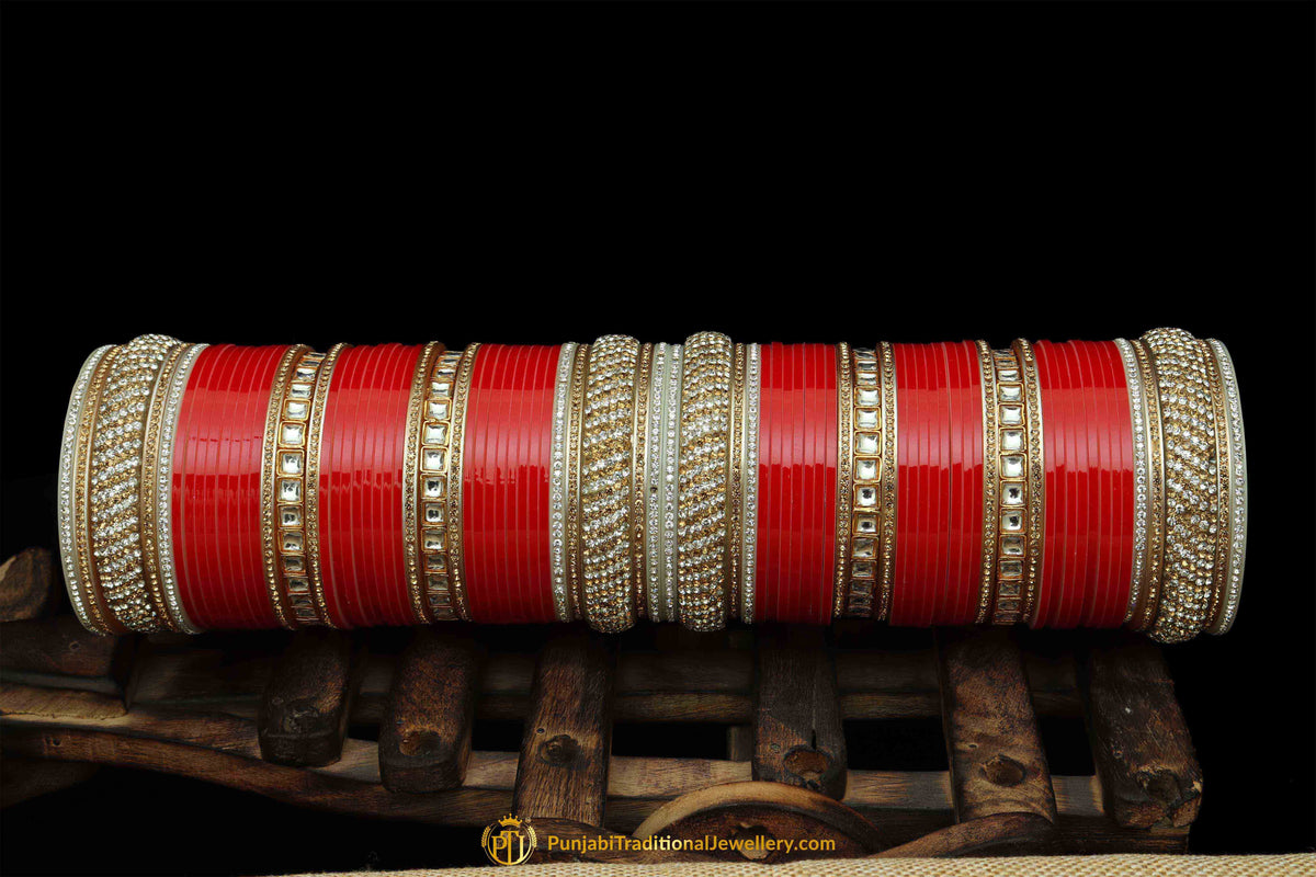 Red Color Wedding Bridal Chura By Punjabi Traditional Jewellery
