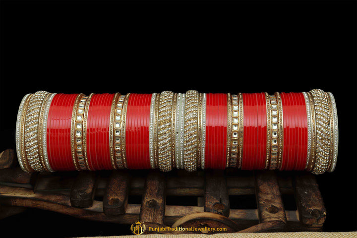 Red Color Wedding Bridal Chura By Punjabi Traditional Jewellery