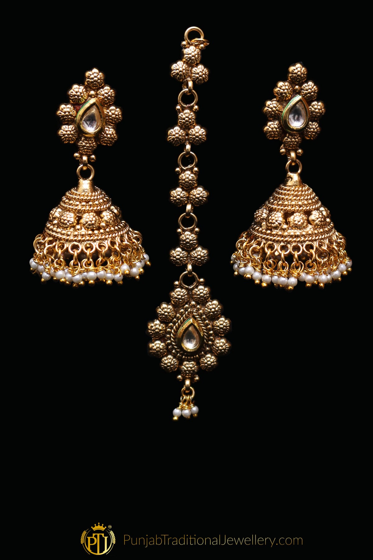 Choker Antique Gold Necklace Set By Punjabi Traditional Jewellery