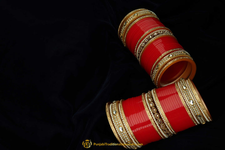 Red Wedding Bridal Chura By Punjabi Traditional Jewellery