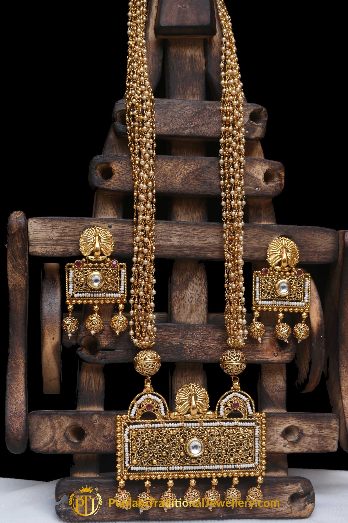 Golden Jodha Necklace Set By Punjabi Traditional Jewellery
