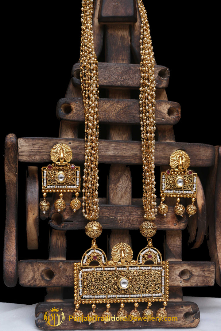 Golden Jodha Necklace Set By Punjabi Traditional Jewellery