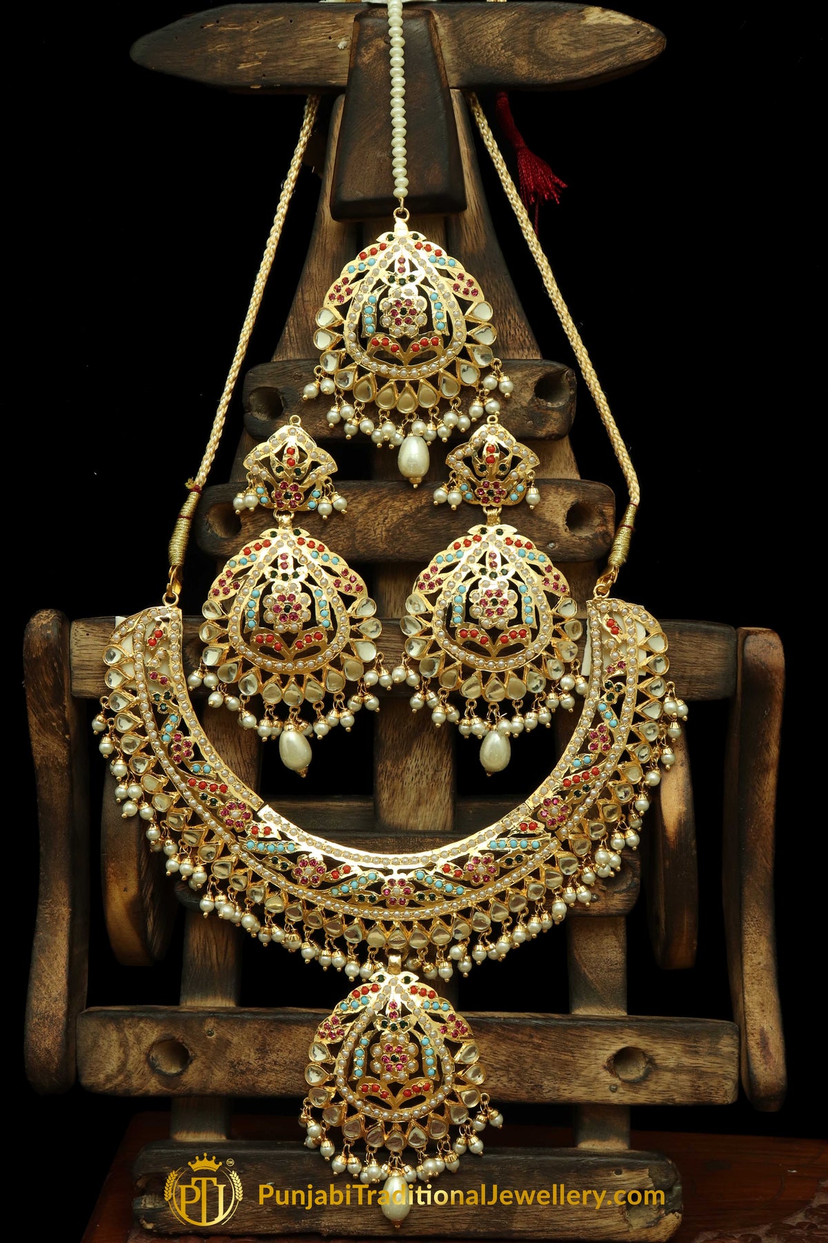 Multi Kundan & Jadau Necklace Set By Punjabi Traditional Jewellery