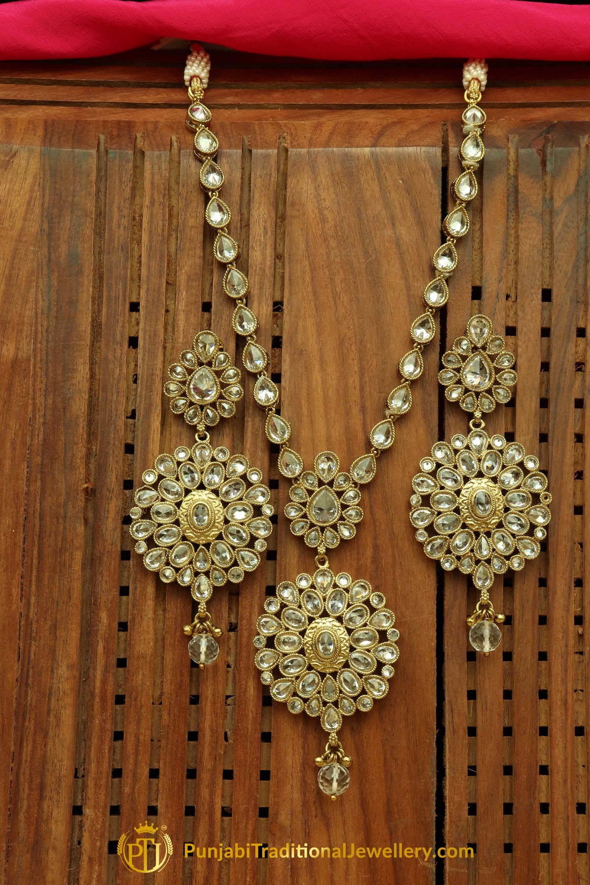 Silver Polki Necklace Set By Punjabi Traditional Jewellery