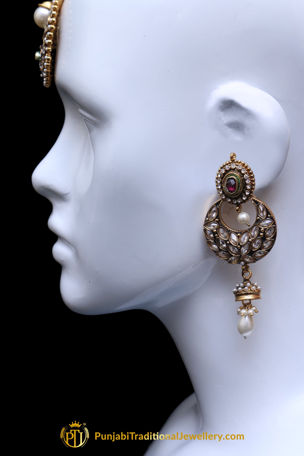 Polki Earring Tikka Set By Punjabi Traditional Jewellery