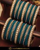 Bottle Green Thread Pearl Bangle Set (Both Hand Pair) | Punjabi Traditional Jewellery Exclusive