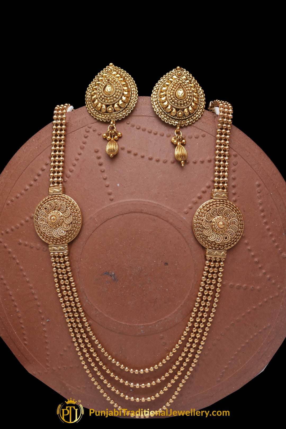 Golden Jodha Antique Gold Necklace Set By Punjabi Traditional Jewellery